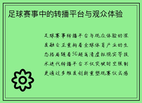 足球赛事中的转播平台与观众体验