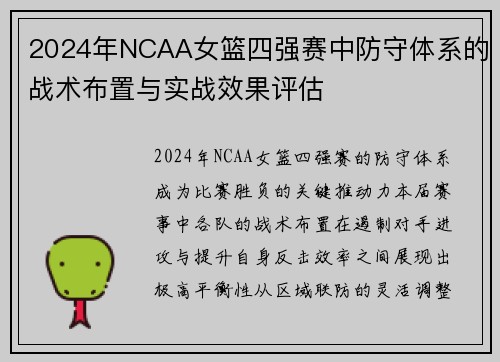 2024年NCAA女篮四强赛中防守体系的战术布置与实战效果评估